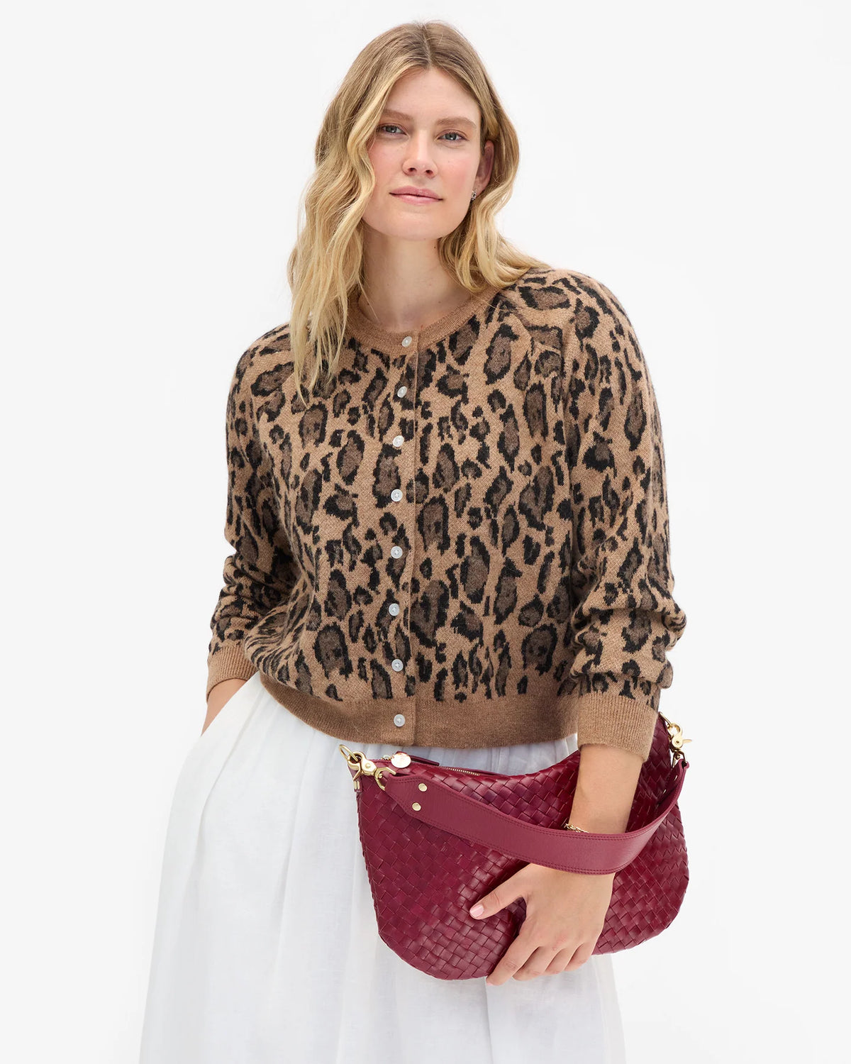 Clare V. NOELLE CARDIGAN  Camel Jaguar