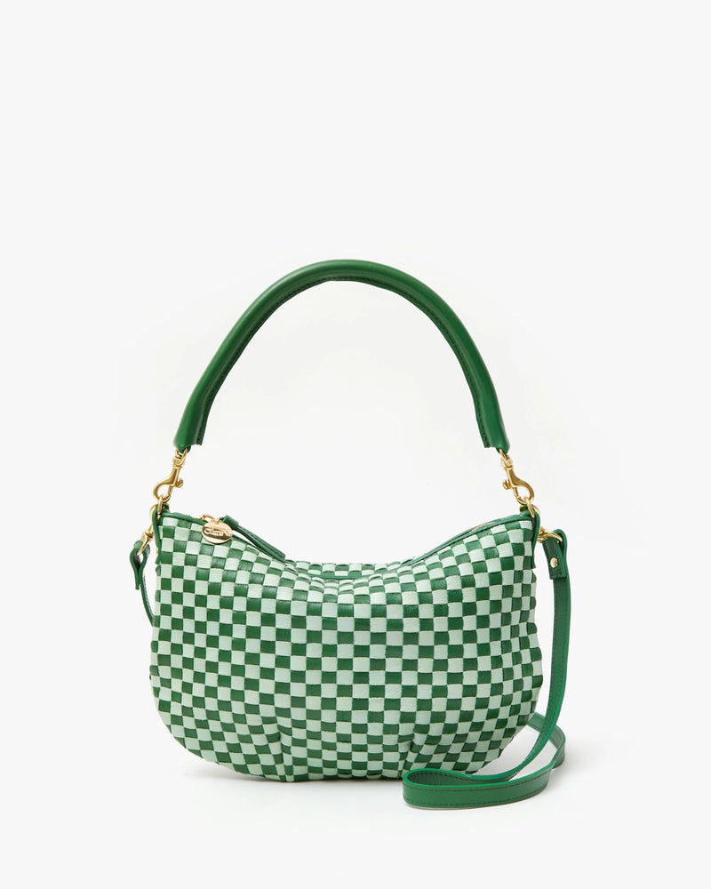 Clare V. Petit Moyen Fern & Mist Woven Checker