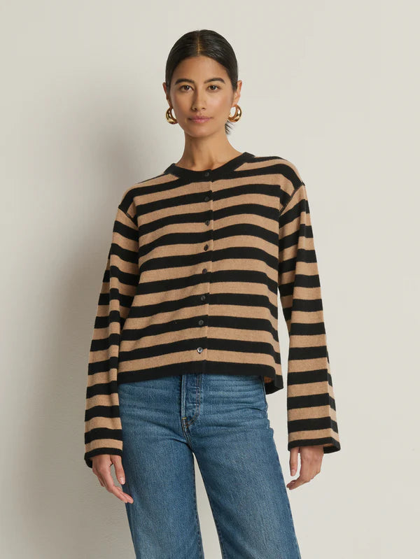 Nation Rosetta Cardigan - Rugby Cocoa stripe