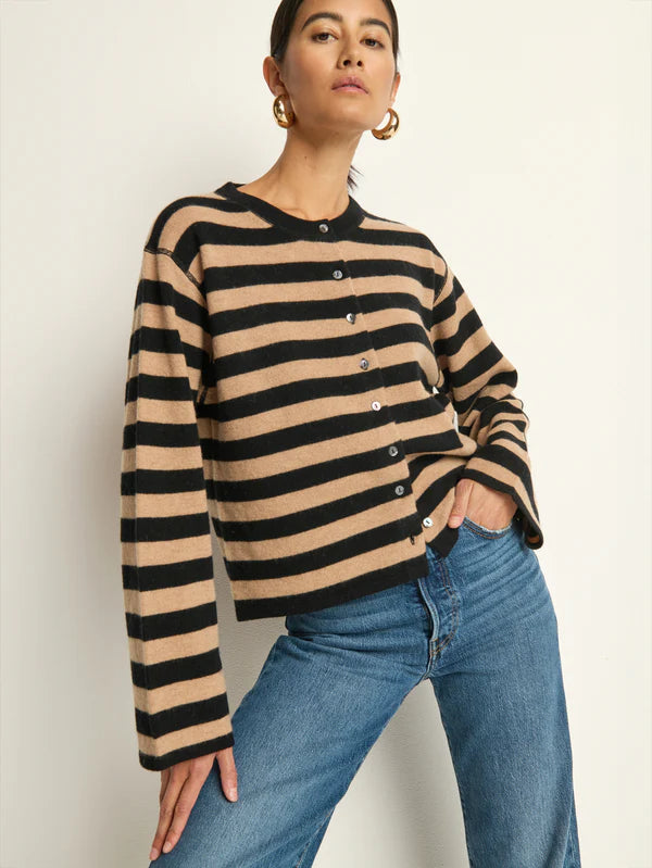 Nation Rosetta Cardigan - Rugby Cocoa stripe