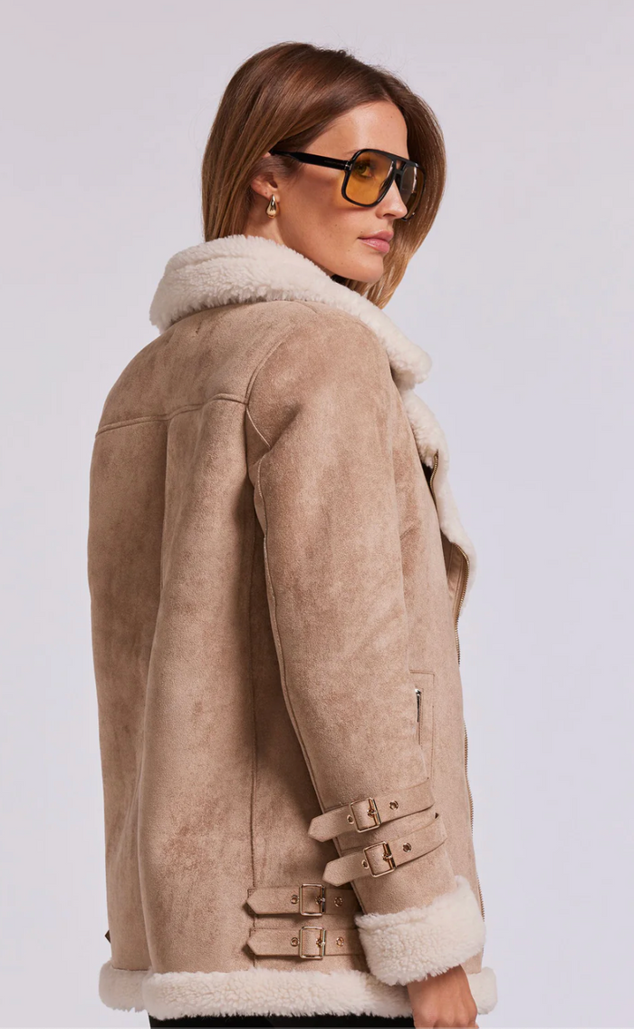 Generation Love NIKITA FAUX SUEDE SHEARLING JACKET