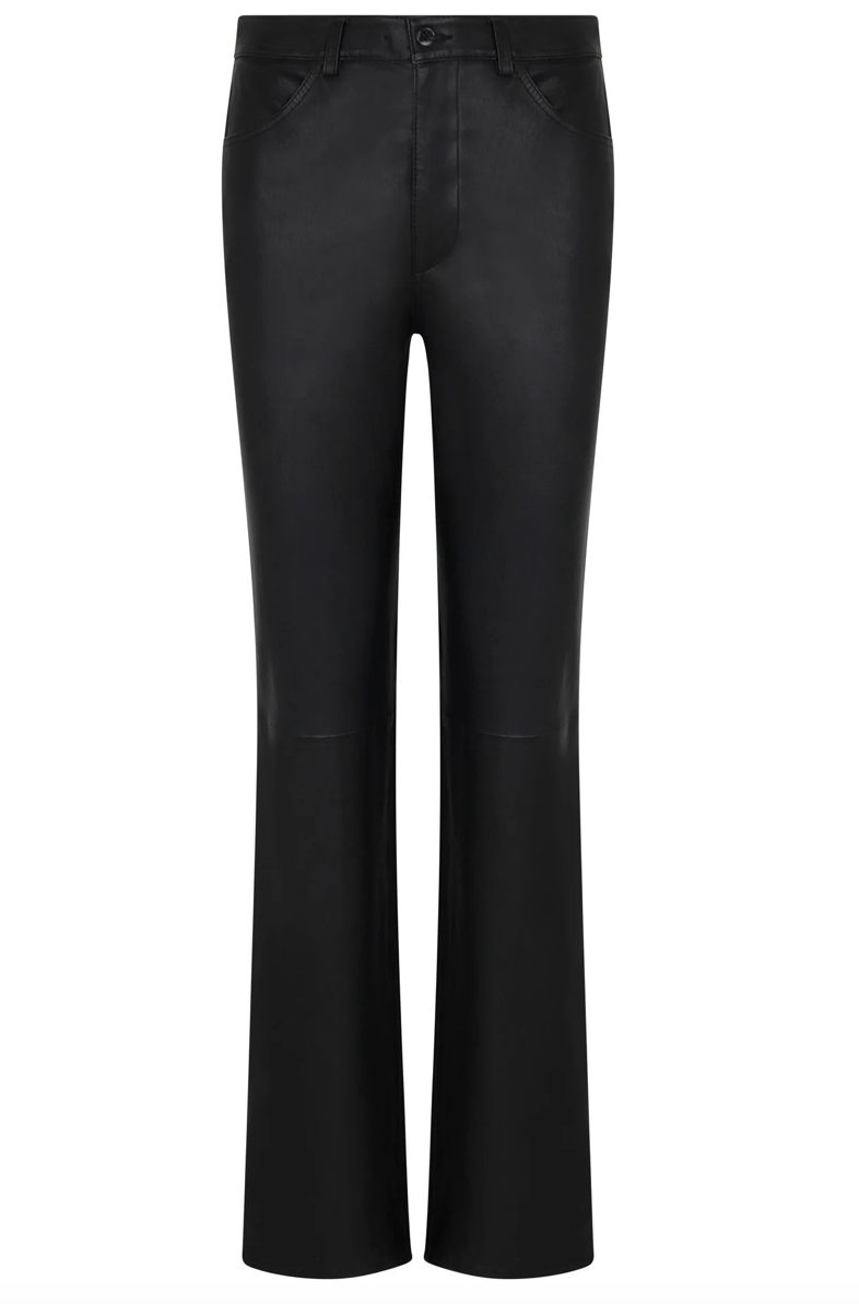 SPRWMN BLACK LEATHER 5 POCKET SLIM STRAIGHT