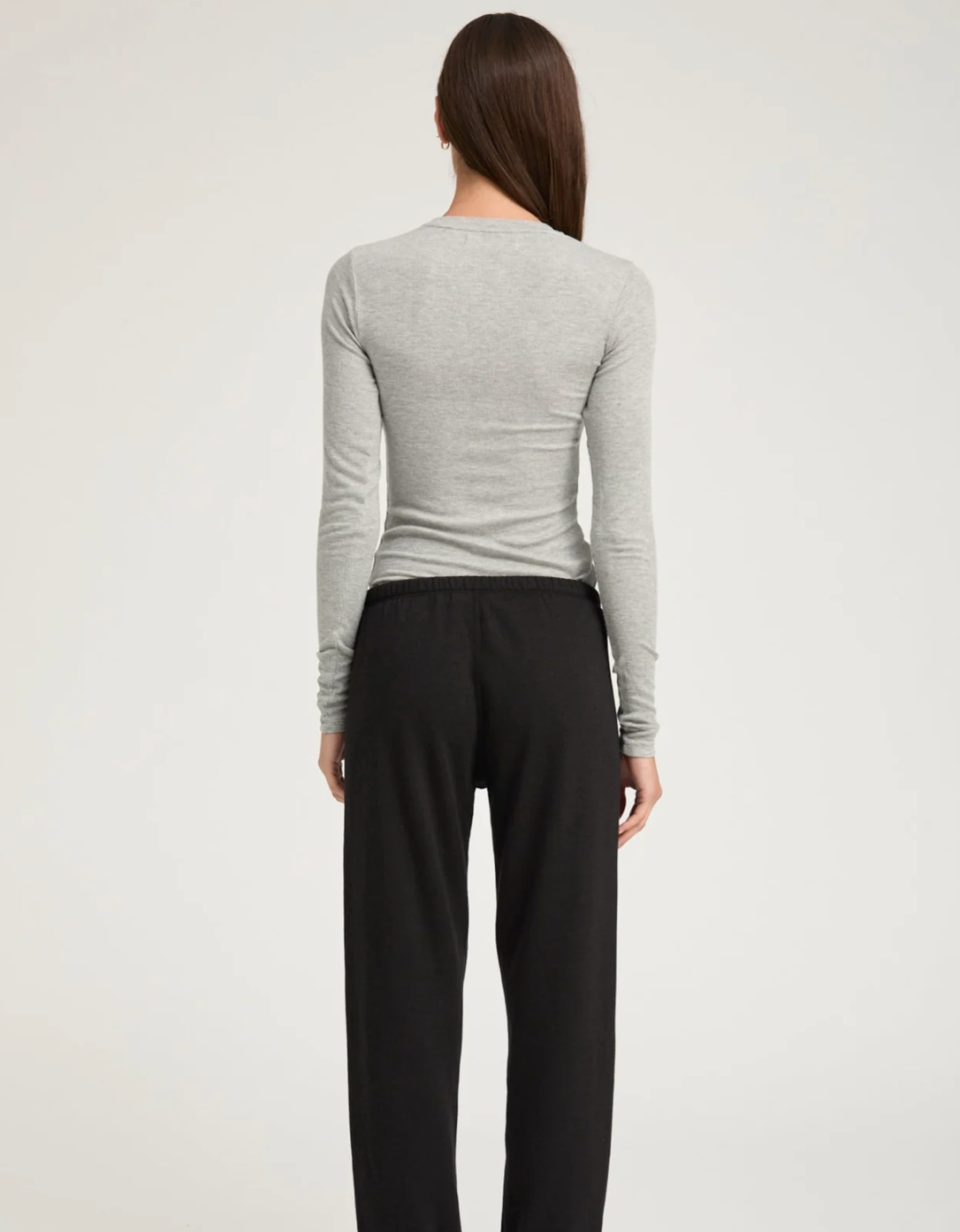 SPRWMN HEATHER GREY RIB LONG SLEEVE BABY TEE