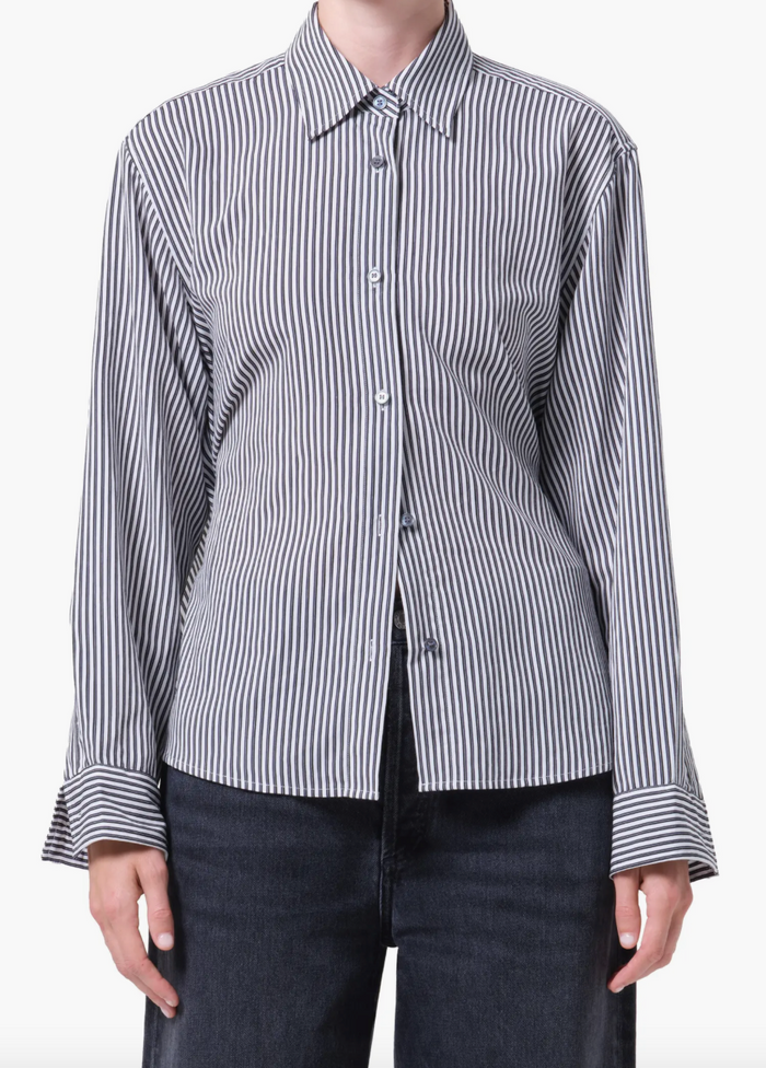 AGOLDE Theo Stripe Crop Back Shirt Solene Stripe