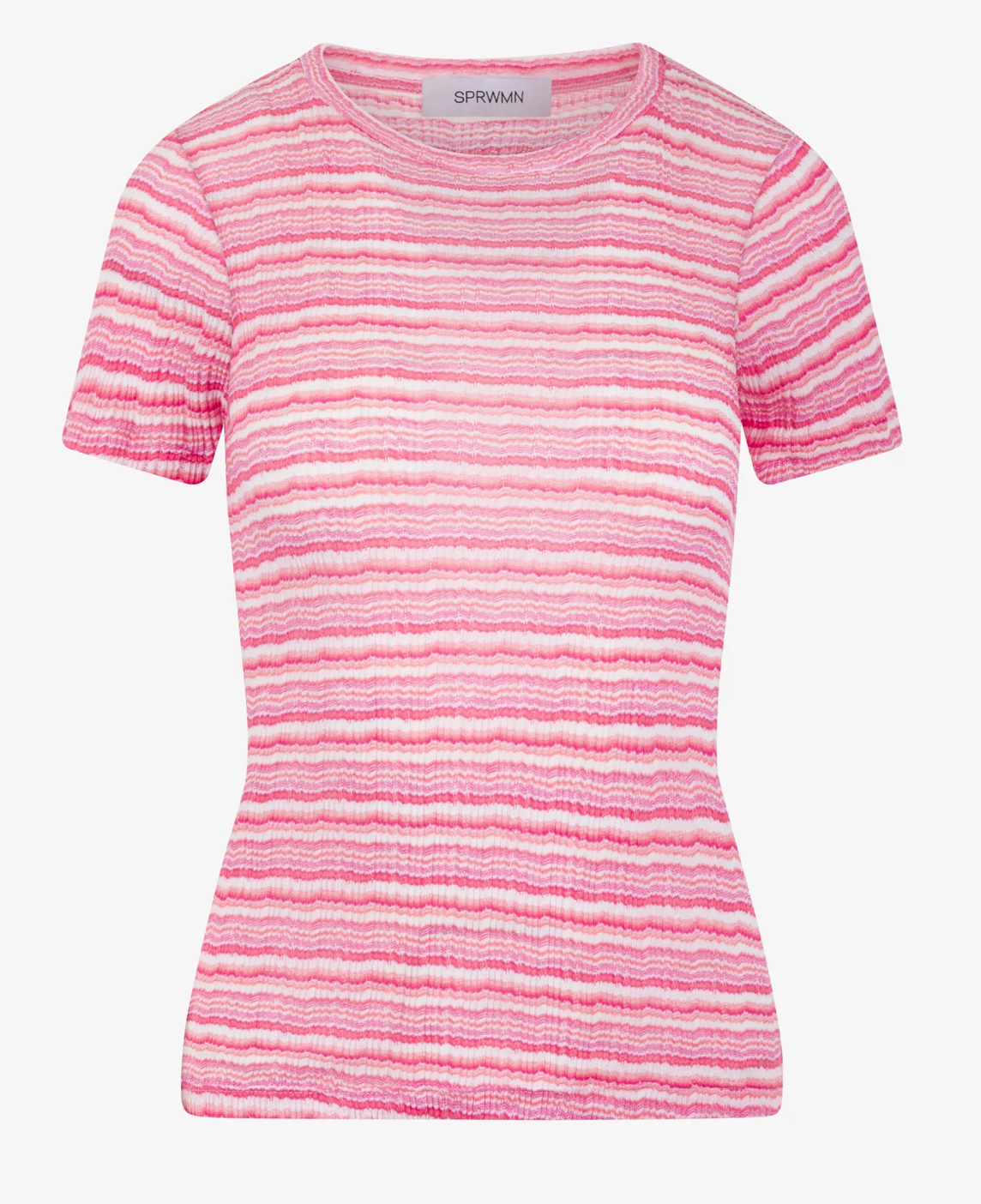 SPRWMN Pointelle Baby Tee Pink Stripes