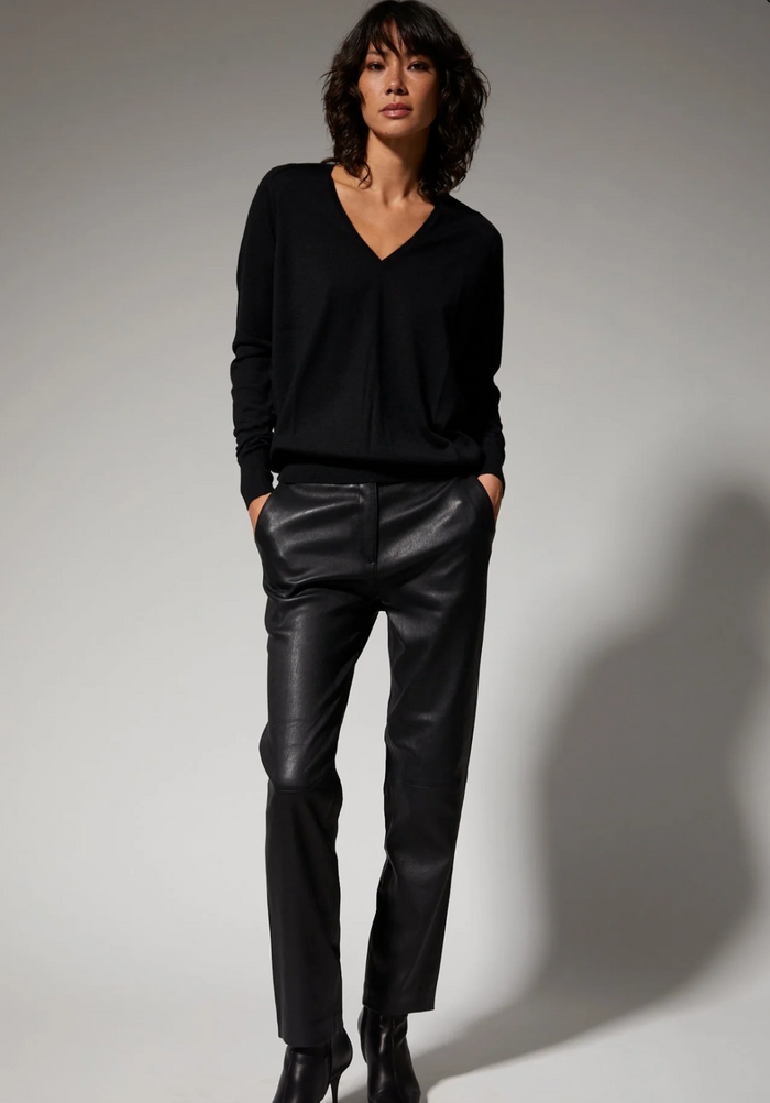 SPRWMN Sophia Leather Cigarette Trousers Black