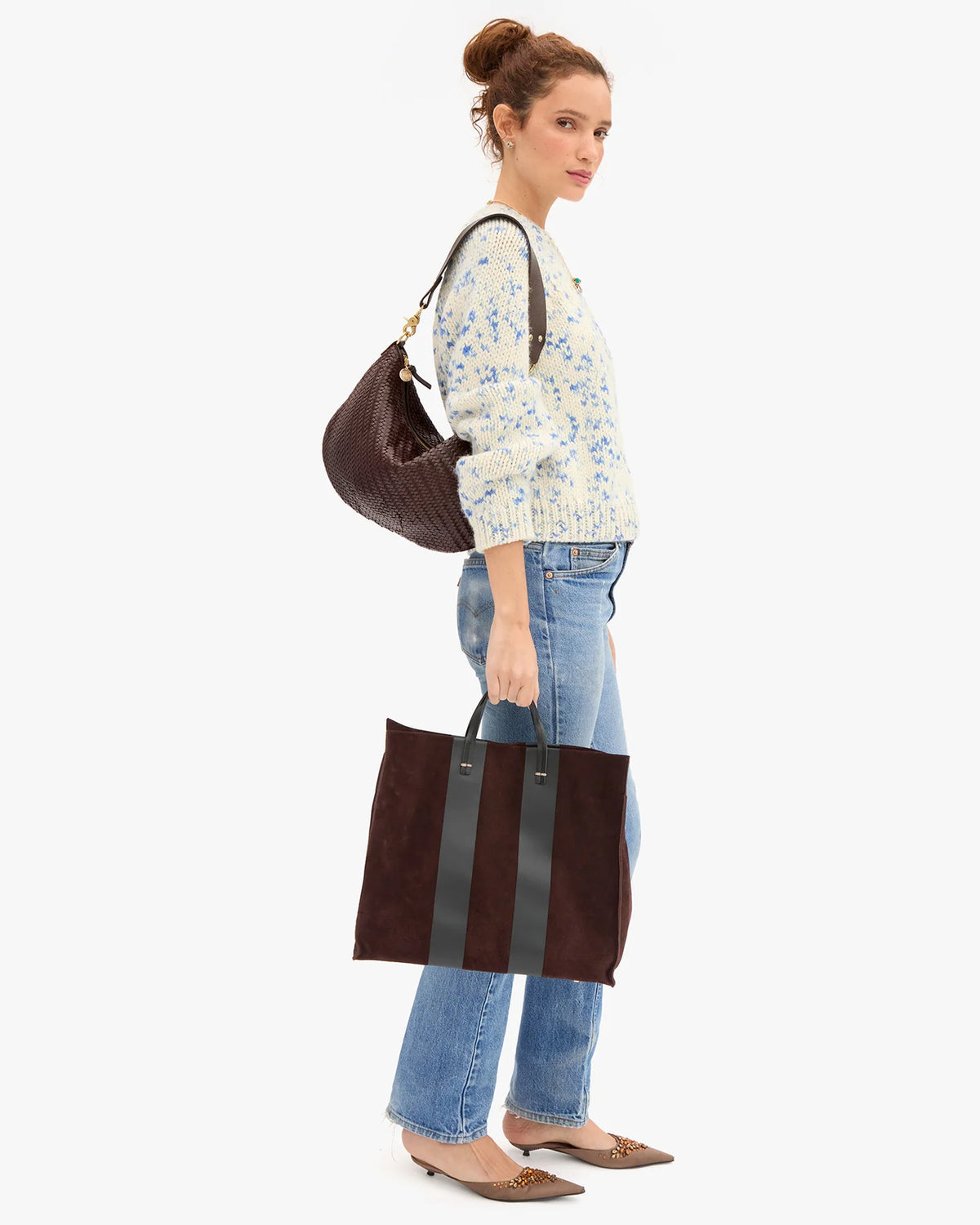 Clare V. SIMPLE TOTE TRUFFLE SUEDE