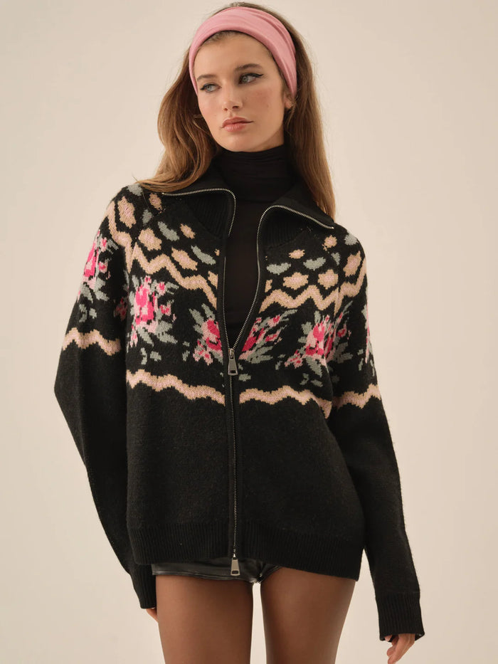 For Love & Lemons Ski Lodge Zip-Up Sweater