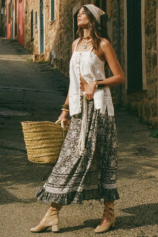 Spell LITTLE BIRD SLIMLINE SKIRT Midnight