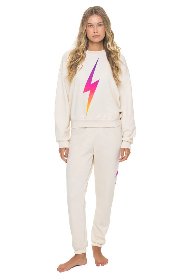 Aviator Nation BOLT FADE SWEATPANTS - VINTAGE WHITE // PINK // PURPLE