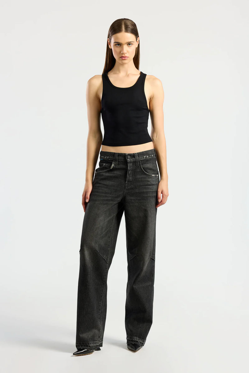 COTTON CITIZEN VERONA CROP TANK- JET BLACK