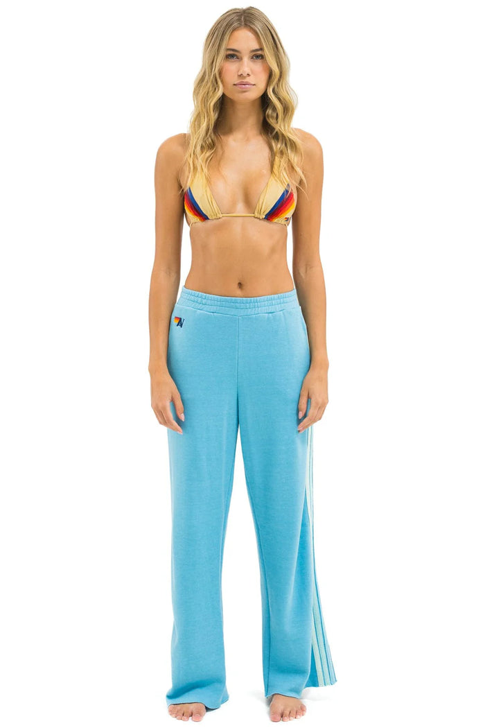 Aviator Nation 5 STRIPE WIDE LEG POCKET SWEATPANTS - AQUA // AQUA