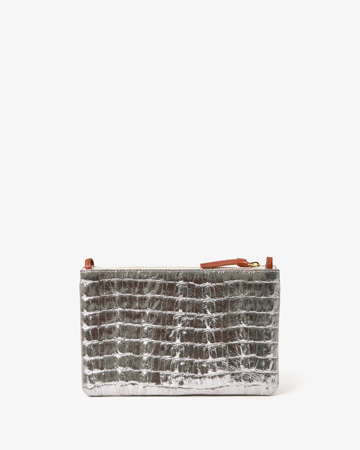 CLARE V. Wallet Clutch w/ Tabs SILVER