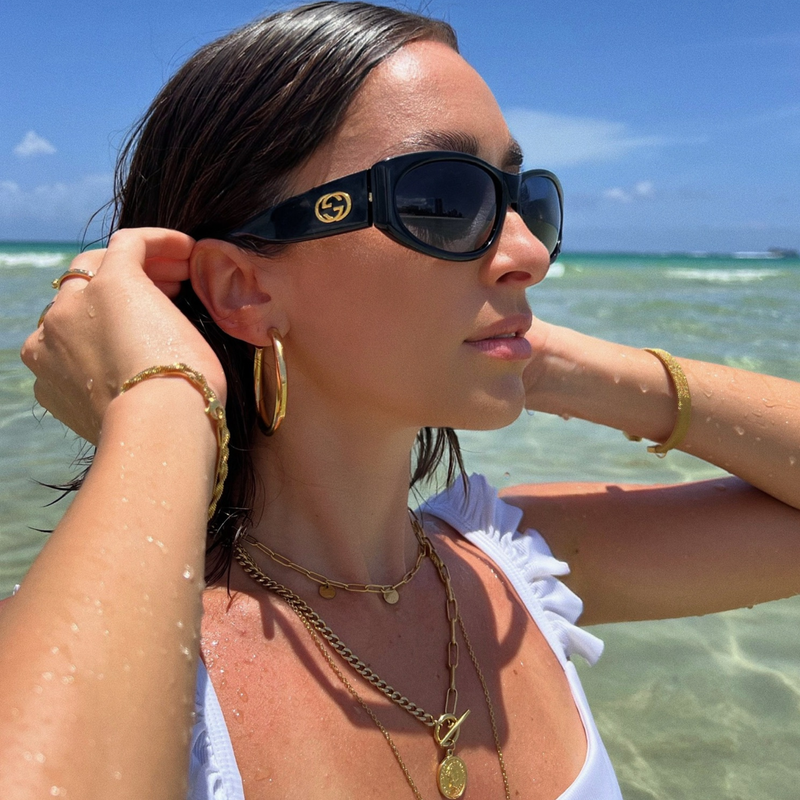 Ellie Vail Jewelry - Ellie Vail - Flora Large Hoop Earring - Yellow Gold