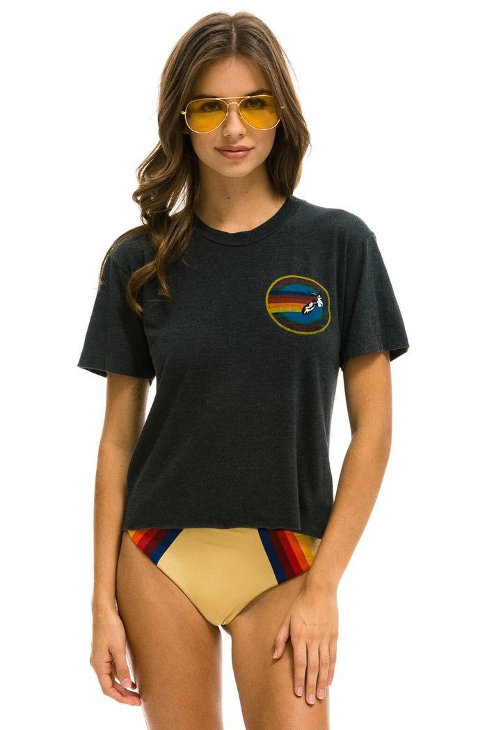 Aviator Nation AVIATOR NATION SMALL LOGO BOYFRIEND TEE - CHARCOAL