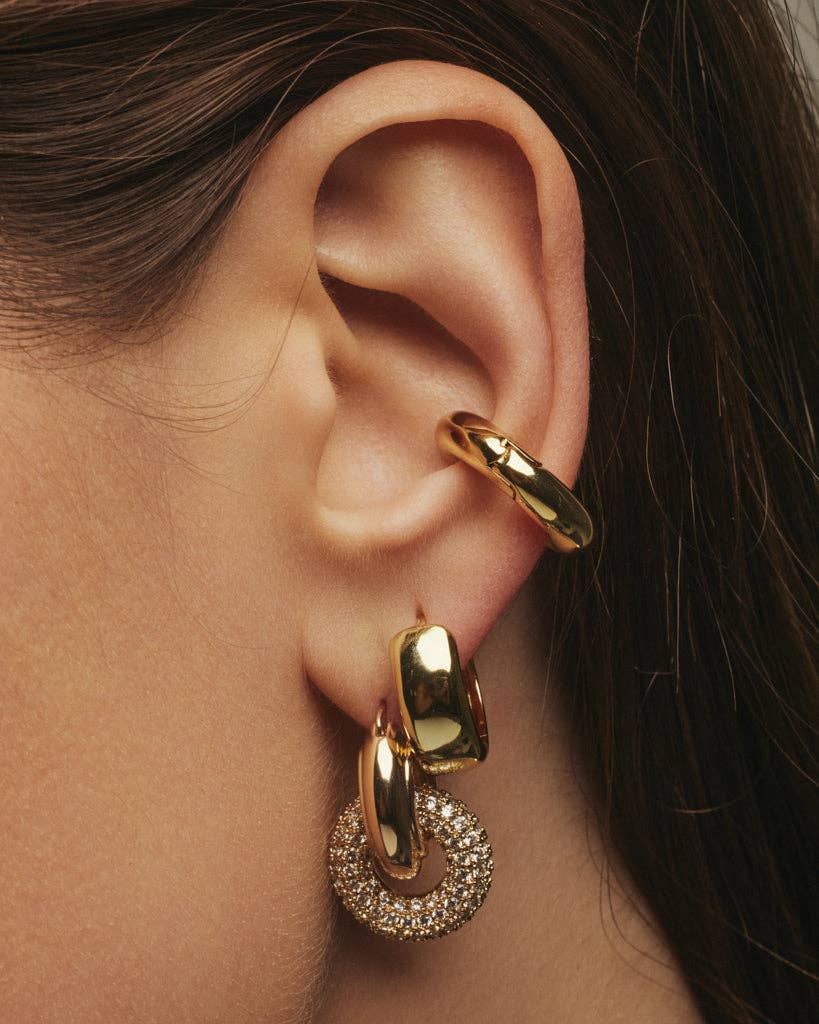 Luv AJ - Pave Interlock Hoops- Gold
