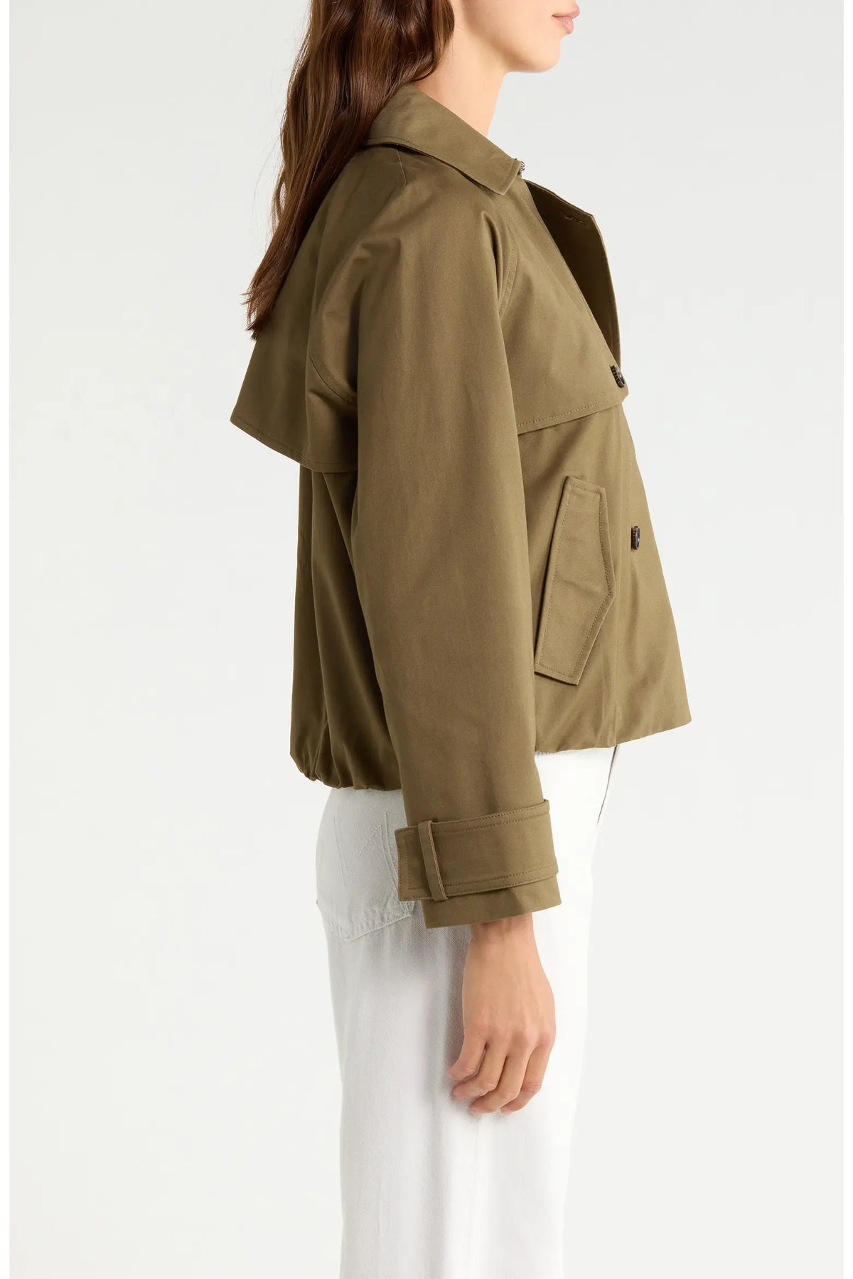 Rails Jett Olive Check Crop Trench Coat
