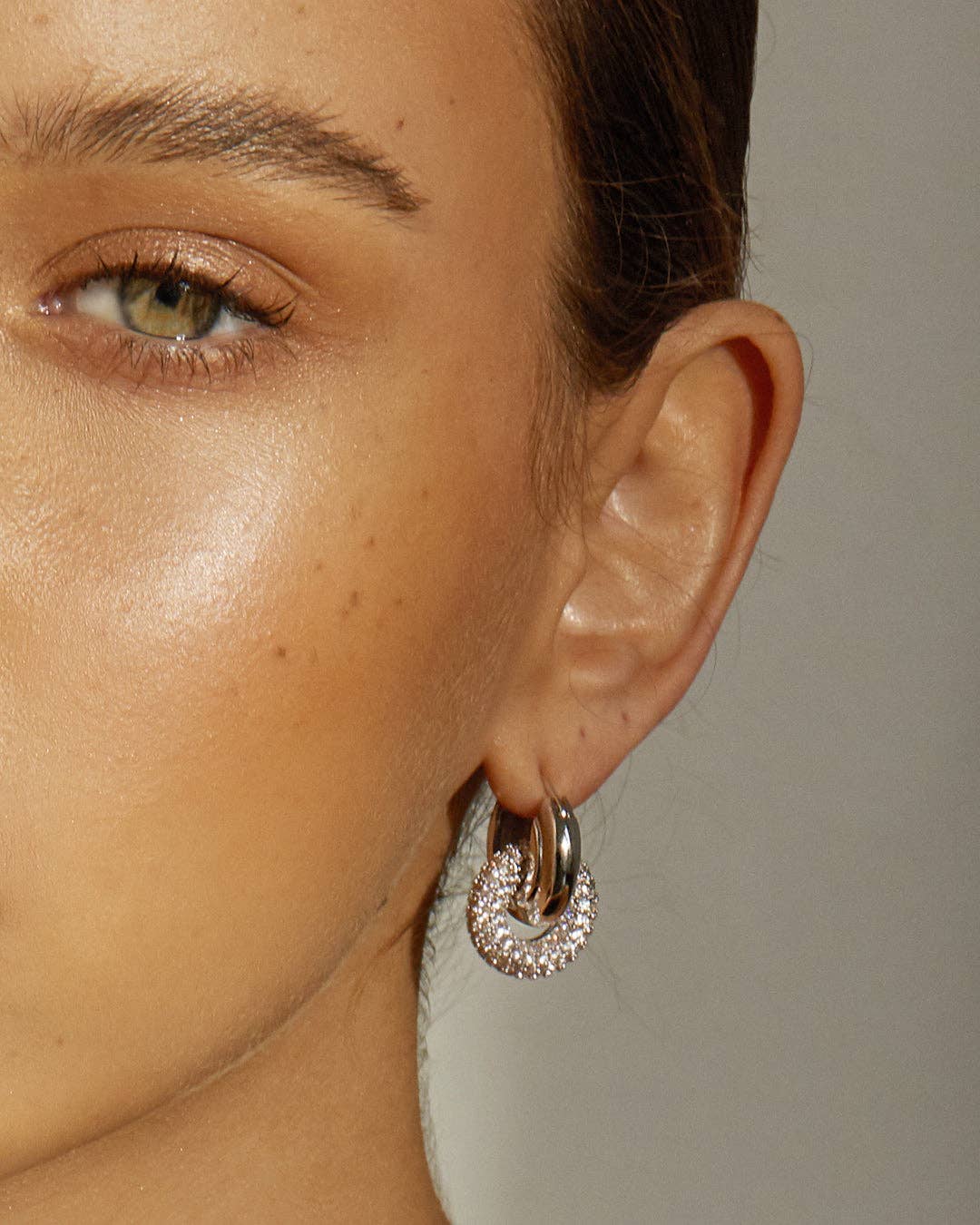 Luv AJ - Pave Interlock Hoops- Gold