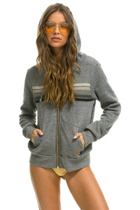 Aviator Nation  5 STRIPE HOODIE - HEATHER GREY // GREY